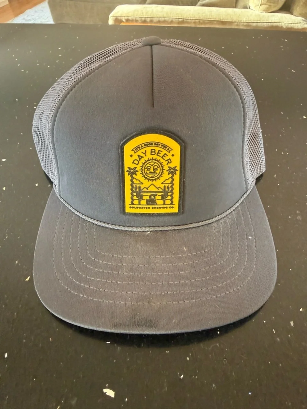 It’s a Good Day for a Day Beer Patch Trucker Hat - Black with Yellow Patch